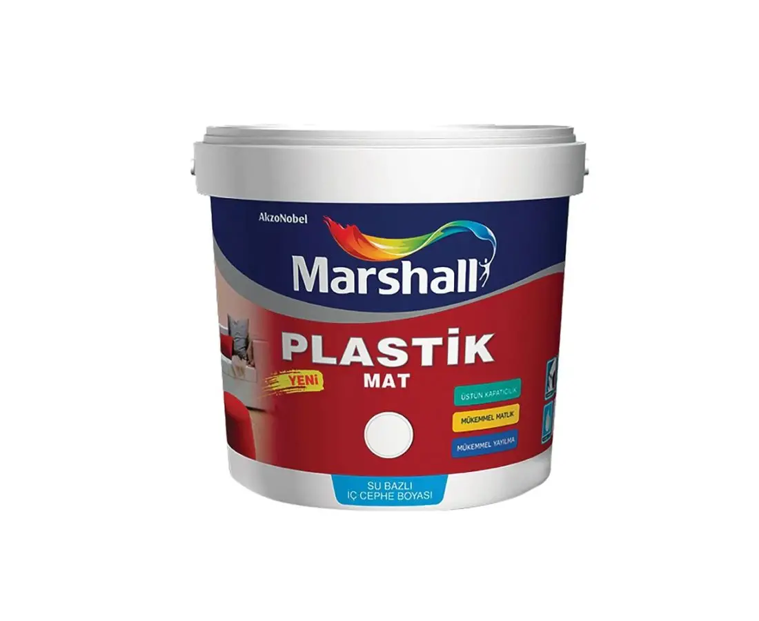 საღებავი ინტერიერის- plastik mat marshall 7.5ლტ თეთრი — ინტერიერის საღებავი